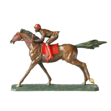 Sports Bronze Sculpture Hrose Race Carving Decor Brass Statue TPE-024